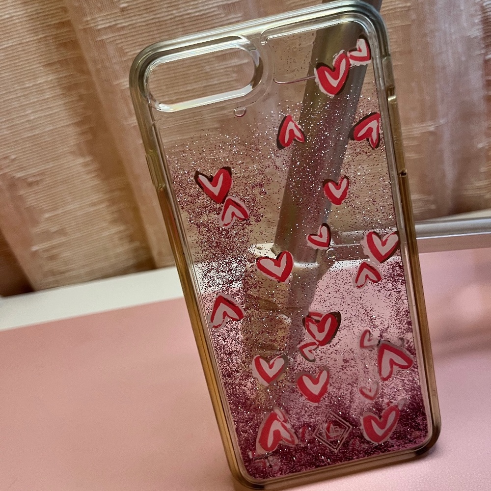 iPhone 7/8 Plus Vera Bradley Pink Hearts Glitter Case